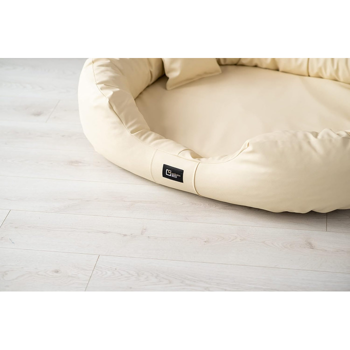 Ортопедичне ліжко для собак Nancy Premium, велике, кремове (XL) - килимок, ліжко для собак з еко-шкіри, з антиковзаючою поверхнею, зносостійке, міцне