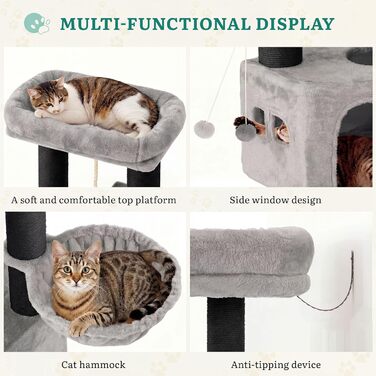 Котячий комплекс YITAHOME для великих котів, когтеточка, будиночок, платформа, 157 см, сірий