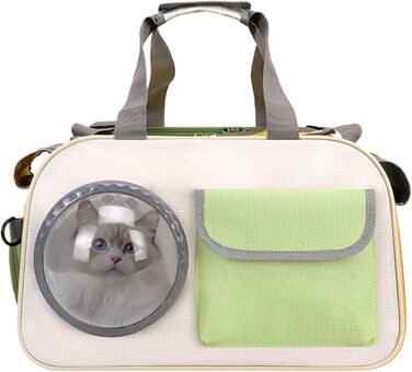 Транспортна сумка для кота Transportbox Katze - складана переноска для кошенят з віконцем, дихаюча сумка-переноска для собак, для подорожей літаком, на природі, кемпінгу, мотоциклі, в авто (зелена)