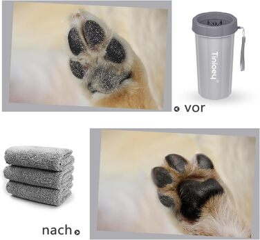 Очисник лап для собак | 3 рушники в комплекті | Очисник лап для собак | Аксесуари для собак середніх порід | Щітка для собак | Розмір M (Великий, Сірий)