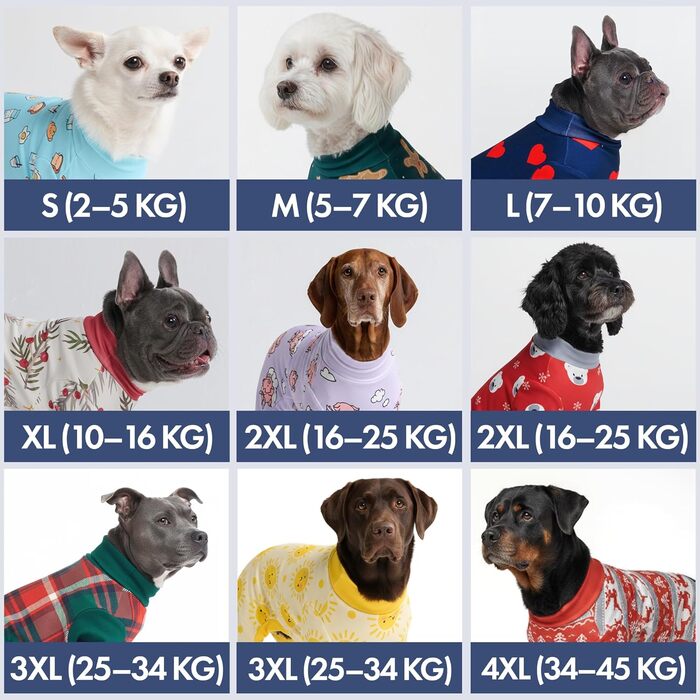 Піжама для собак Spark Paws, ультрам'яка, 4-стороння еластичність, післяопераційний одяг, сорочка-комбінезон для маленьких, середніх та великих собак - M (Gingerbread Man, XL: 10-16kg)