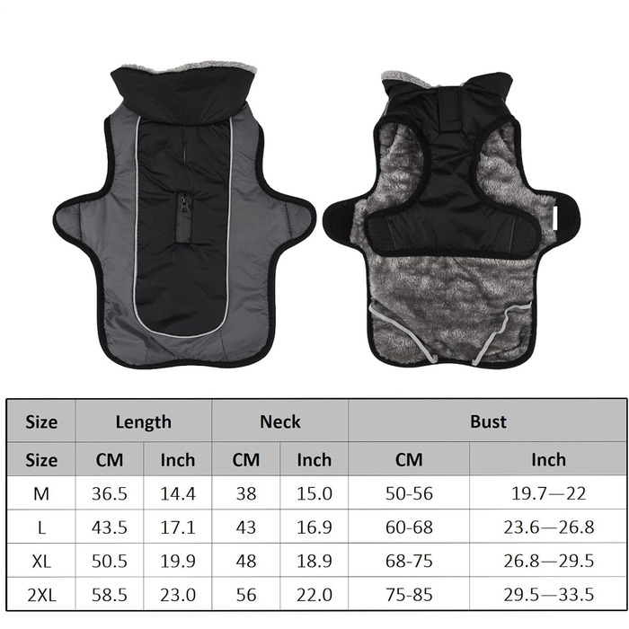 Зимова куртка для собак | Тепла зимова куртка | Відображаюча куртка для собак | Чорна куртка для собак, розмір 2XL