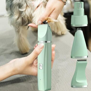 Електричний триммер для собак 4-в-1 безшумний бездротовий для грумінгу, обрізки кігтів та догляду за шерстю, підходить для цуценят, зелений