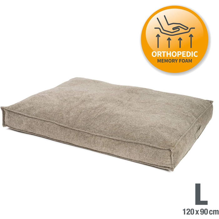 JAMAXX Преміум подушка для собак ортопедична, 120x90 см, пісочний колір