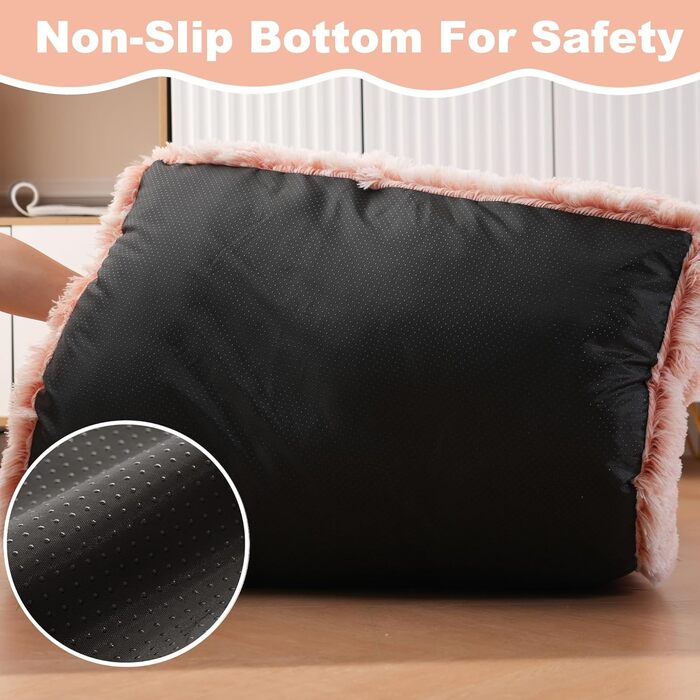 Водонепроникне собаче ліжко Bedfolks знімним, пральним чохлом, м'яким штучним хутром для великих собак, 88,9 x 58,4 см, темно-сірий (X-Large, рожевий)