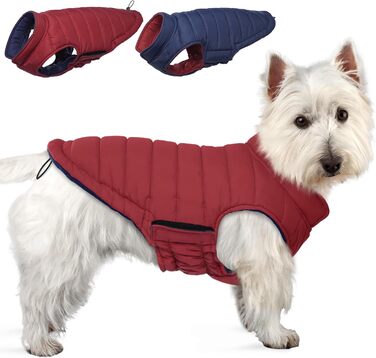 Водонепроникна куртка для собак Lelepet, тепла зимова куртка для маленьких собак, куртка для собак, що повертається, червона, розмір S