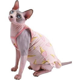 Бавовняна кофта для котів і малих собак Sphynx, однотонна, розмір M (2,5–3,2 кг), колір «Морозиво»