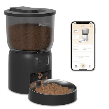 Автоматичний кормушка для котів Balimo 3L з Wi-Fi, керування через додаток, для собак та котів, чорний