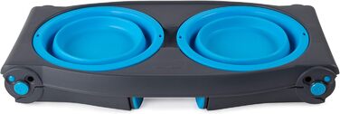 Dexas Popware регульована подвійна миска для домашніх тварин, синя