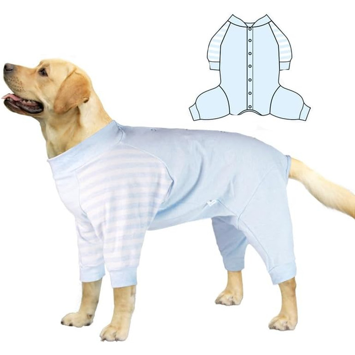 Піжама для собак після операції, боді для собак, анти-витік, довгий рукав, синій, розмір M