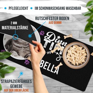 Персоналізована підкладка під миску для собак та котів з ім'ям та фото - Royal Print, 80 x 30 см, миється, не слизька