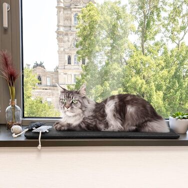 Підстилка на підвіконня для котів CanadianCat Company, фетрова, м'яка, темно-сіра, L (90×28 см)