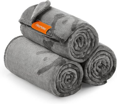 Накидка для собак Feandrea, 3 шт. в наборі, L, 127 x 102 см, фланель, сірий, для захисту дивану, для собак маленьких та середніх порід