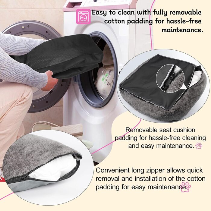 Автокрісло для собак SIVEIS – м'яке ліжко з кишенькою, для собак малого та середнього розміру, з ременем безпеки (02-Сіро-блакитний)