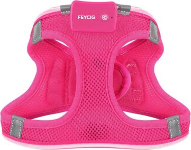 Світлодіодне шлейка для собак Feycig, зарядний акумулятор, світловідбиваючий, для цуценят та собак середніх розмірів, дихаюча шлейка (рожевий, X-Small)