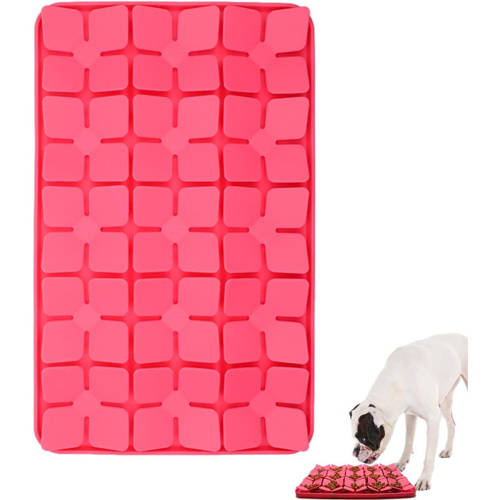 Килимок для котів та собак, силіконовий, повільне годування, проти нудьги, для корму та ласощів (Червоний)