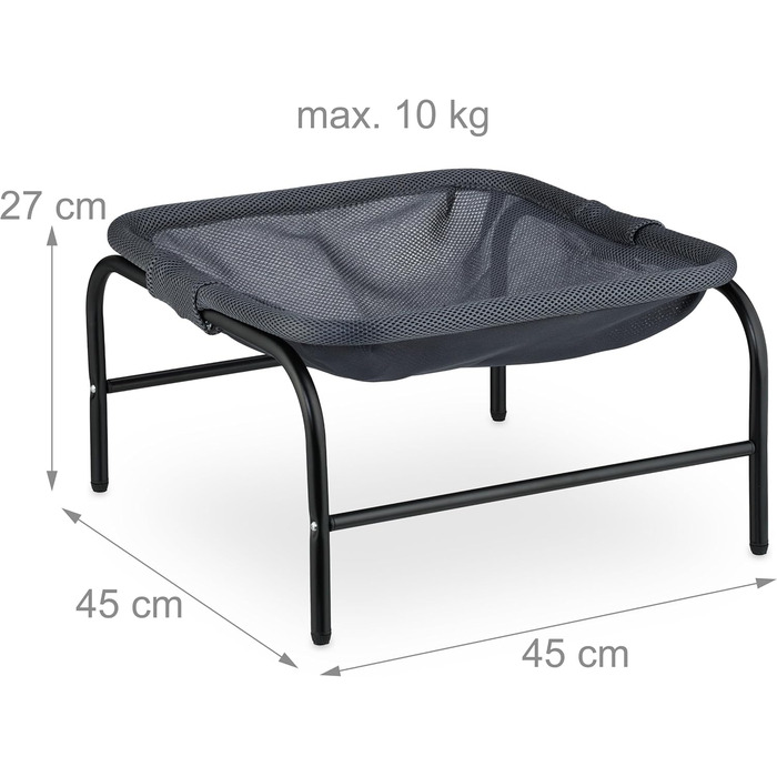 Крісло-гамак для котів Relaxdays, сіре/чорне, з підставкою, 27x45x45 см