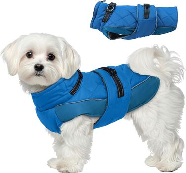 Зимовий теплий пуховик для собак S, блакитний. Тепла куртка для маленьких собак, наприклад, Цвергшнауцер. Захист від холоду та снігу.