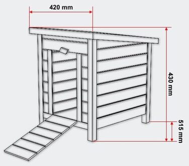 Будиночок для котів Wiltec 420x515x430 мм із ялинової деревини, універсальний вольєр для дрібних тварин, кролячий будиночок з відкидним дахом, бітумна ізоляція, будка для саду/балкона