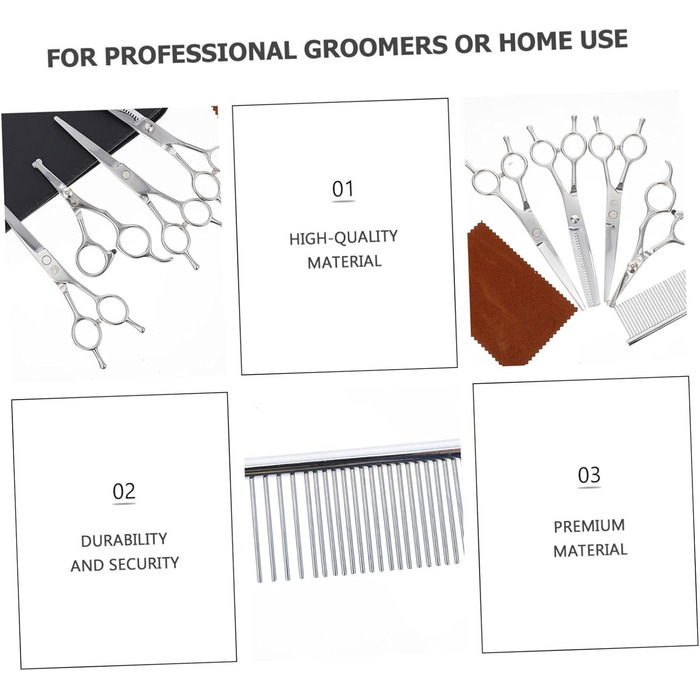 Ножиці для стрижки шерсті собак з нержавіючої сталі - практичні ножиці для грумінгу домашніх тварин з округлими кінцями для точного підстригання шерсті та безпечної роботи