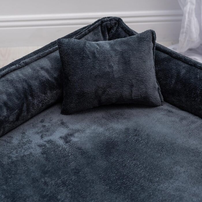 Ортопедичне собаче ліжко Tierlando® Tyson Teddy – м'яке собаче ліжко-софа з знімним чохлом, виймаюча віскоеластична матрацна подушка та ергономічний вхід. Розмір: 130x100 см, колір: кремовий