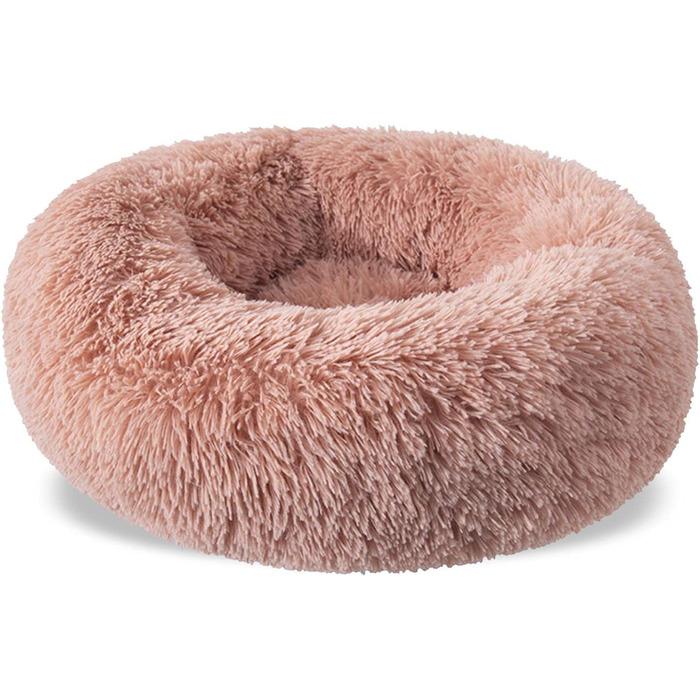 Кругла лежанка для собак та котів, лежанка-доннат, 80 см, світло-коричнева
