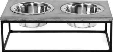 FEEDO - годівниця для собак з бетону | Подвійний миска | Аксесуари для собак (S, світло-сірий)