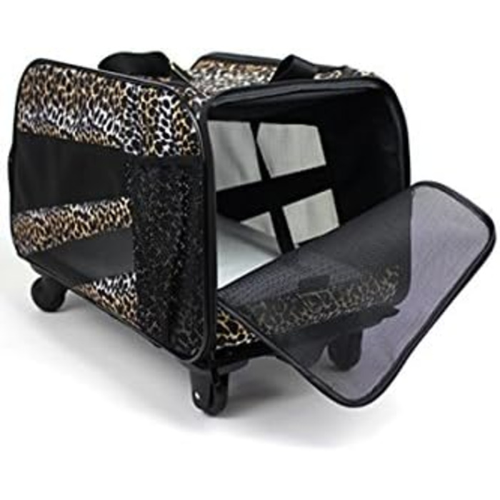 Транспортна сумка для домашніх тварин DBEST Products, середнього розміру, м'які стінки, складана, для собак та котів, схвалена авіаперевізниками, сумка-переноска Leopard