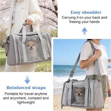 Транспортна сумка для кота та собаки, сіра, 45x30x30 см (до 8 кг)