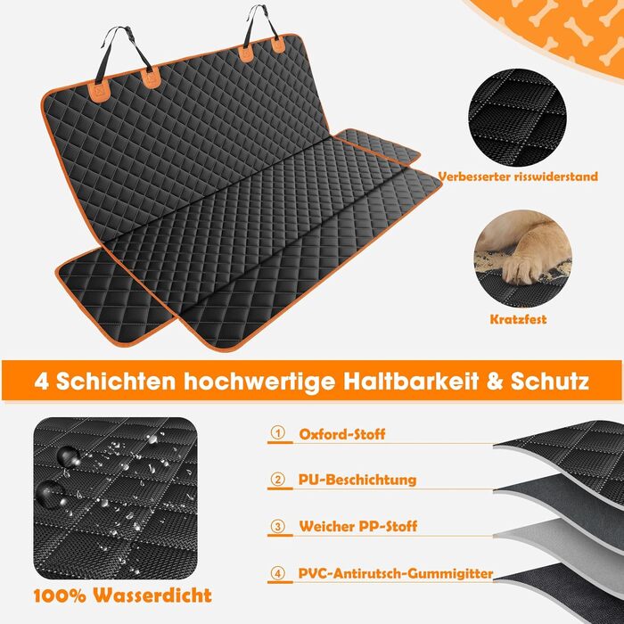 Автоматичний килимок для собак у машину JOEJOY, 137x120 см, чорний – захист заднього сидіння від бруду та подряпин