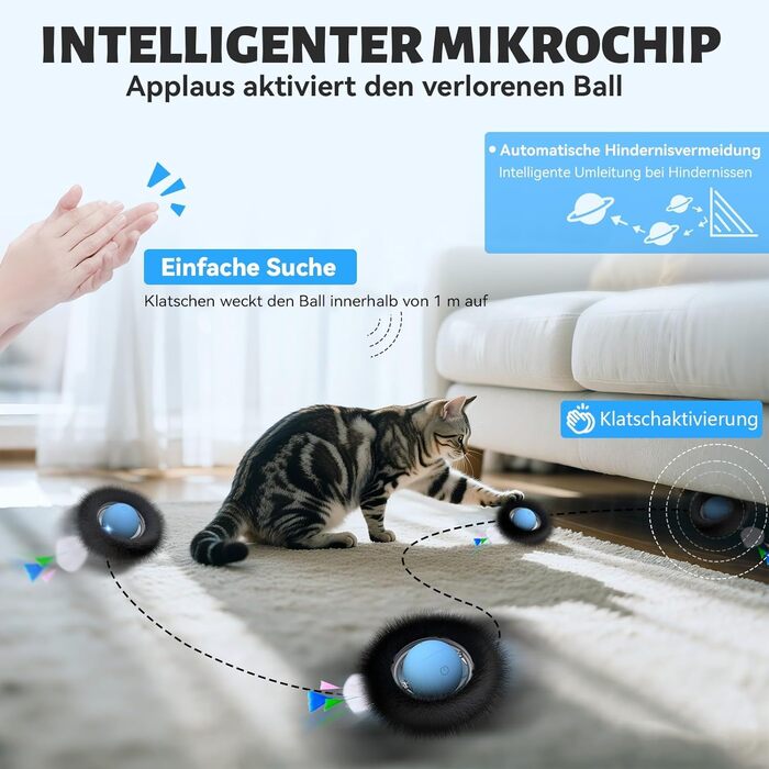 Іграшка для котів GoldenSun: м'ячик з дзижчанням, мишки на килимку, 5-дірковий хованки, блакитний колір