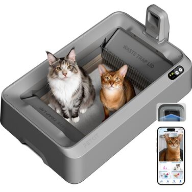Автоматичний котячий туалет PETKIT Purobot Crystal Duo з камерою, моніторингом здоров'я, контролем запаху, сірий колір T7
