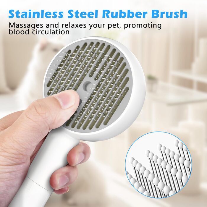 4-в-1 Щітка для котів з парою, з кнопкою випуску, для довгої та короткої шерсті, самоочищення, антистатична, для масажу та видалення відмерлої шерсті