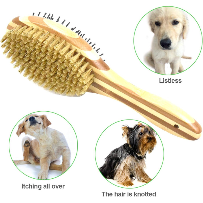 Двостороння щітка для собак та котів: для грумінгу, масажу та видалення шерсті