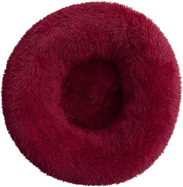 Кругле ліжко для собак та котів Chickwin, тепле м'яке ліжко-пончик, зручне та миється, з неслизькою основою, для маленьких, середніх та великих собак (70см, бордовий)