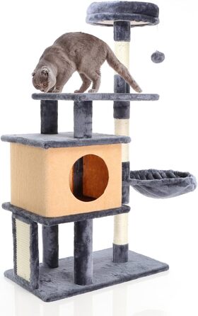 Котячий будиночок з когтеточкою Fudajo, 112 см, з лежаком та платформами