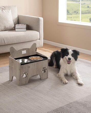 Підвищені годівниці для собак Hzuaneri з нержавіючої сталі, набір з 2 шт., антивитікаючі, для великих та середніх собак, Greige PB07105B
