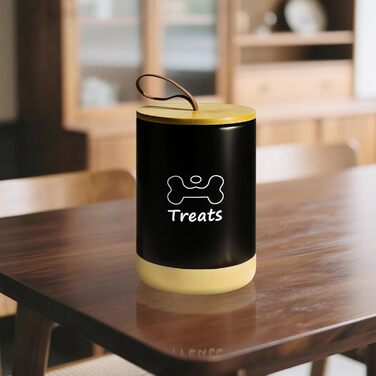 Керамiчна банка для ласощiв для собак, 7.7'x5', з кришкою, бiла. Керамiчна банка для печива для собак, бiла, з кришкою