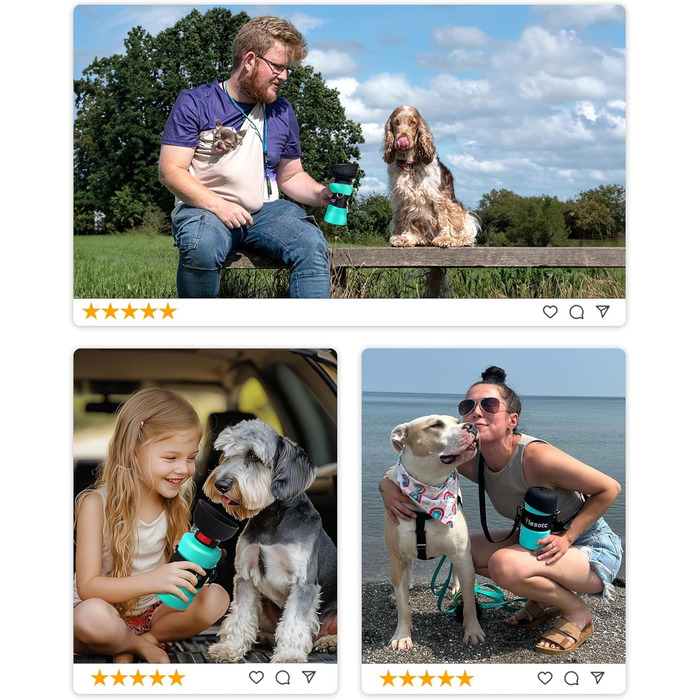 Складана пляшка для води для собак Lesotc, 1000 мл, блакитний колір (для прогулянок, подорожей, кемпінгу)