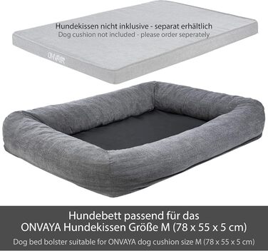 Ліжко для собак ONVAYA® з ортопедичним килимком | М'яке та затишне диван-ліжко для собак | З високим бортиком | Підходить для великих та маленьких собак | Сірий колір (M, 98x75x18 см)