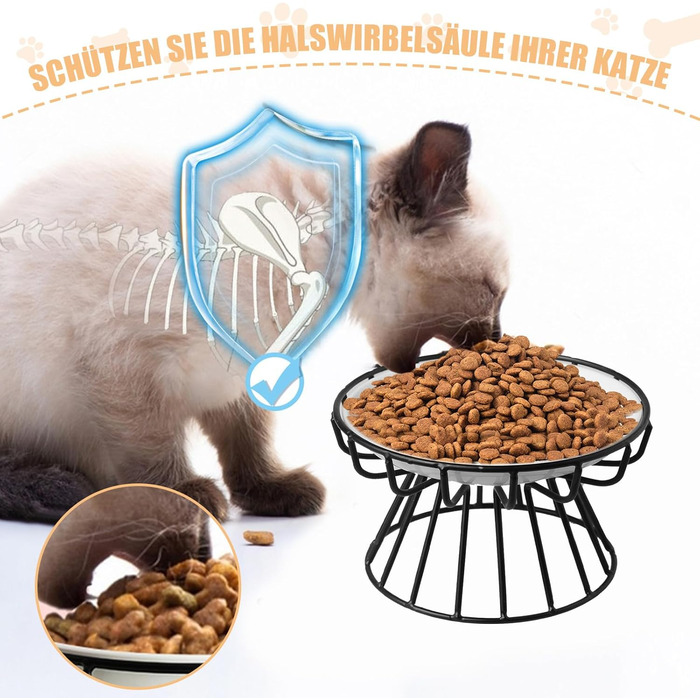Підвищені годівниці для котів (2 шт.) - металеві миски з підставкою, 15 см, для кошенят та дорослих котів