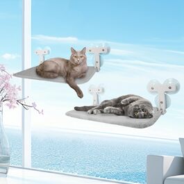 Кішка ліжко на вікно, 2 шт. - зручна гамак для котів на вікно 52x30 см з 6 присосками, розкладне ліжко для великих котів до 30 кг