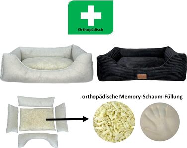 Ортопедичне ліжко для собак Elropet з м'якого корду, кошик для собак (Чорний, S (75x55x20cm))