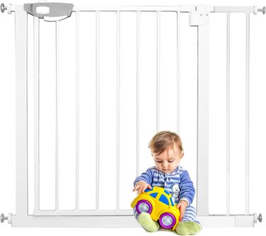 Захист для сходів та дверей: сітка-перегородка без свердління, 105-115 см, для собак та дітей, білий колір