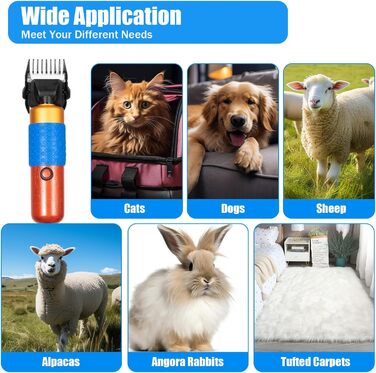 Професійна машинка для стрижки собак та котів 200W з акумулятором, 4 насадки, 1000-6600rpm