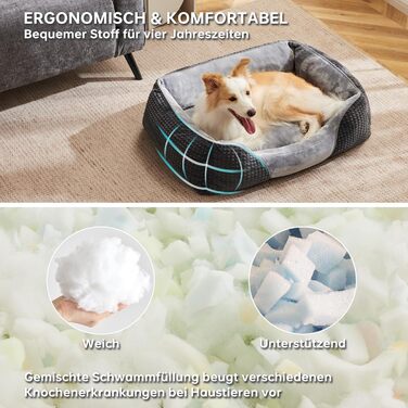 Крісло-ліжко для собак маленьких та середніх порід, миється, ортопедичне, дихаюче, 66x55x21 см, сіро-блакитне