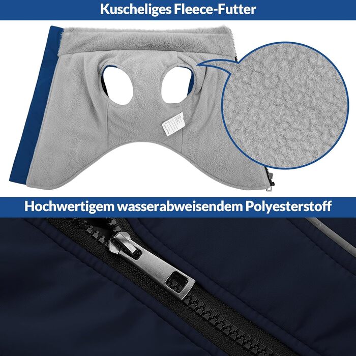 Зимовий теплий одяг для собак Konvinit: куртка з підкладкою з флісу, світловідбиваючі елементи, для собак середніх розмірів, розмір M, зелений/синій (M: обхват грудей 53 см)