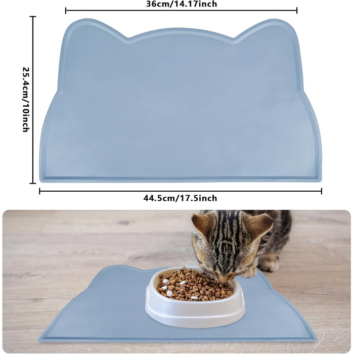 Килимок для котячого корму, силіконовий, неслизький, водонепроникний, блакитний