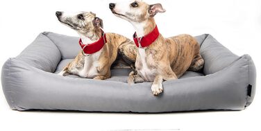 Водонепроникне собаче ліжко 4L Textil Koko для великих собак, кошик, знімний та пральний чохол, подушка, сірий (100x80 см)
