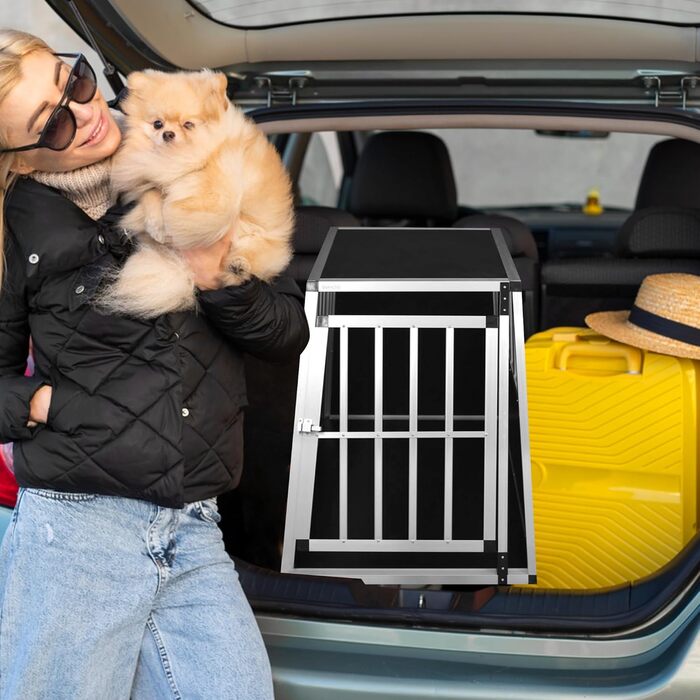 Алюмінієва переносна коробка для собак Defacto (XL) 91x65x69 см, срібна